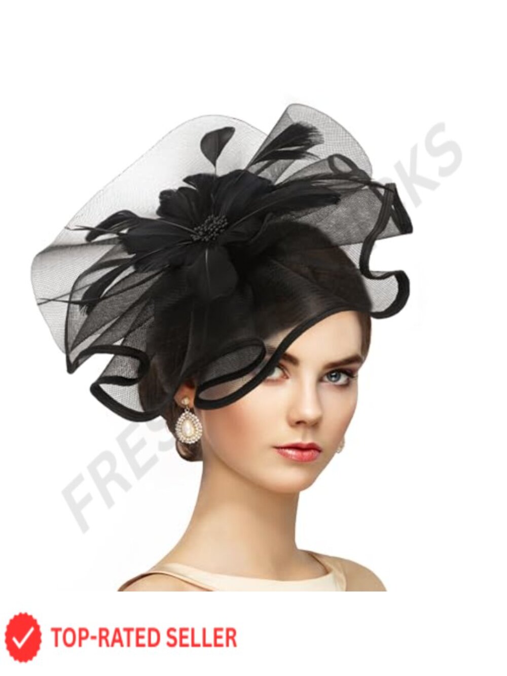 Mesh Kentucky Derby Hat Fascinator Headband with Flower Feather for Women